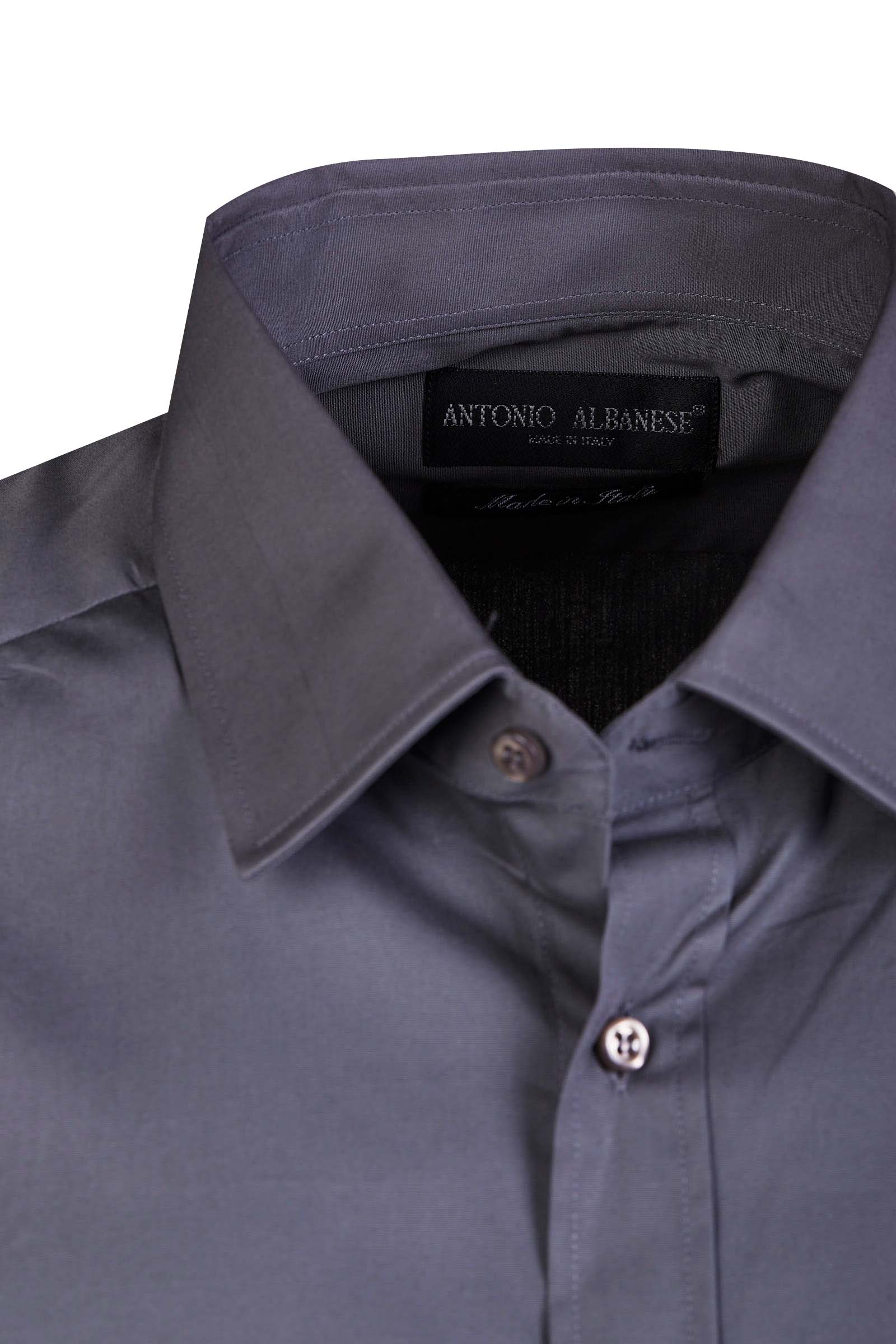 A ALBANESE CAMICIA CLASSICO CARRE STRETCH GRIGIO SCURO UOMO