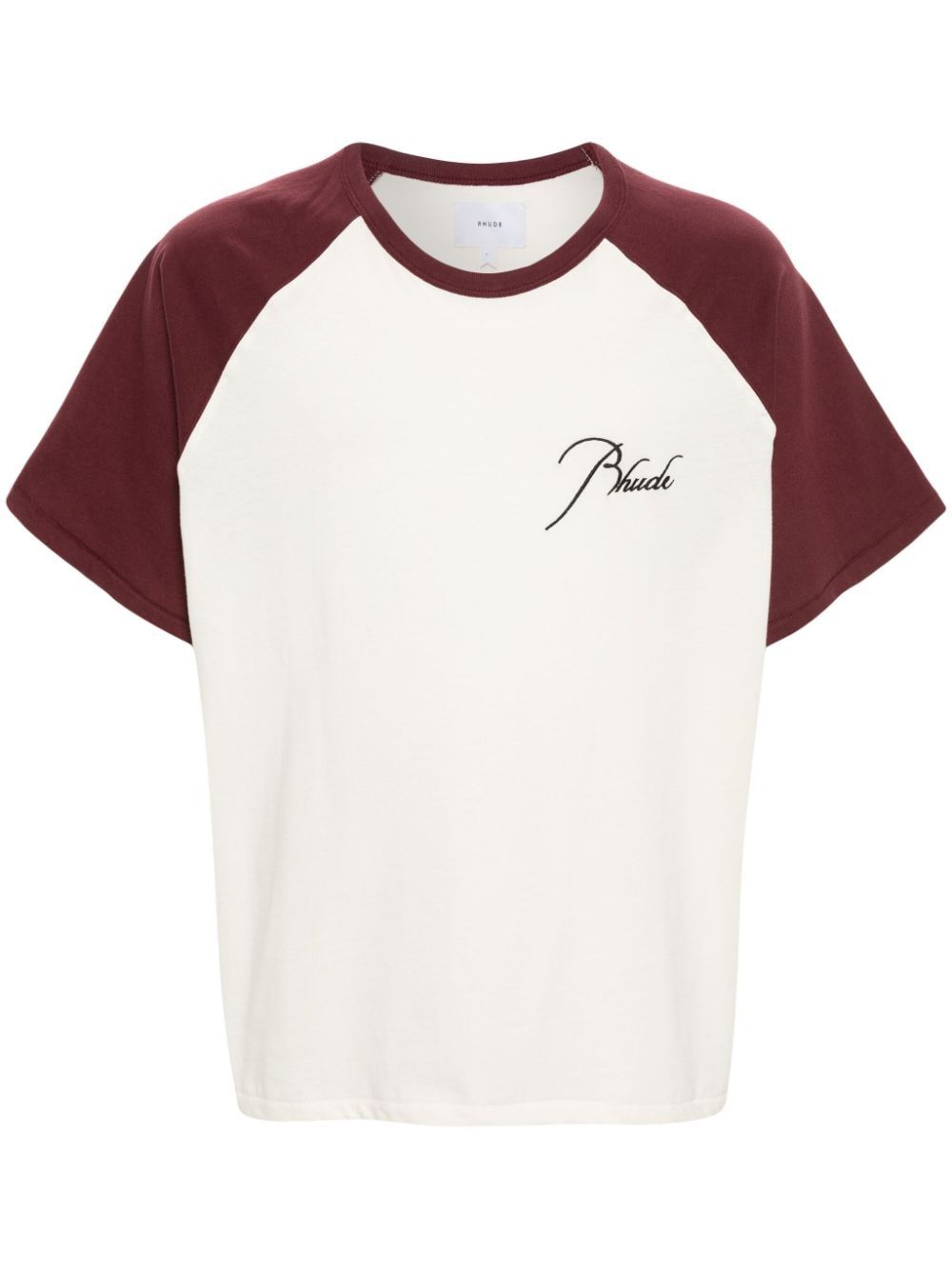 RHUDE T-SHIRT BORDEAUX/ BIANCA UOMO 