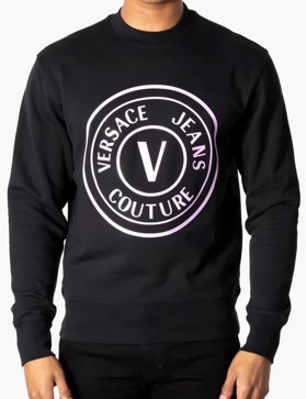 VERSACE JEANS COUTURE HOLOGRAPHIC FOIL EMBLEM SWEATSHIRT COUTURE 72GAIP01 CF06P 003 