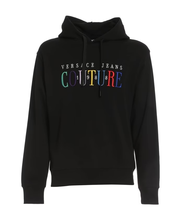 VERSACE JEANS COUTURE MULTICOLOR BRODERRY HODIE 72GAIT06 CF01T 899 BLACK UOMO