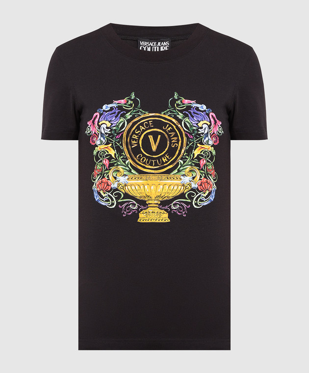 VERSACE JEANS COUTURE T-SHIRT EMBLEM GARDEN 74GAHF01 CJF00F 899 BLACK UOMO