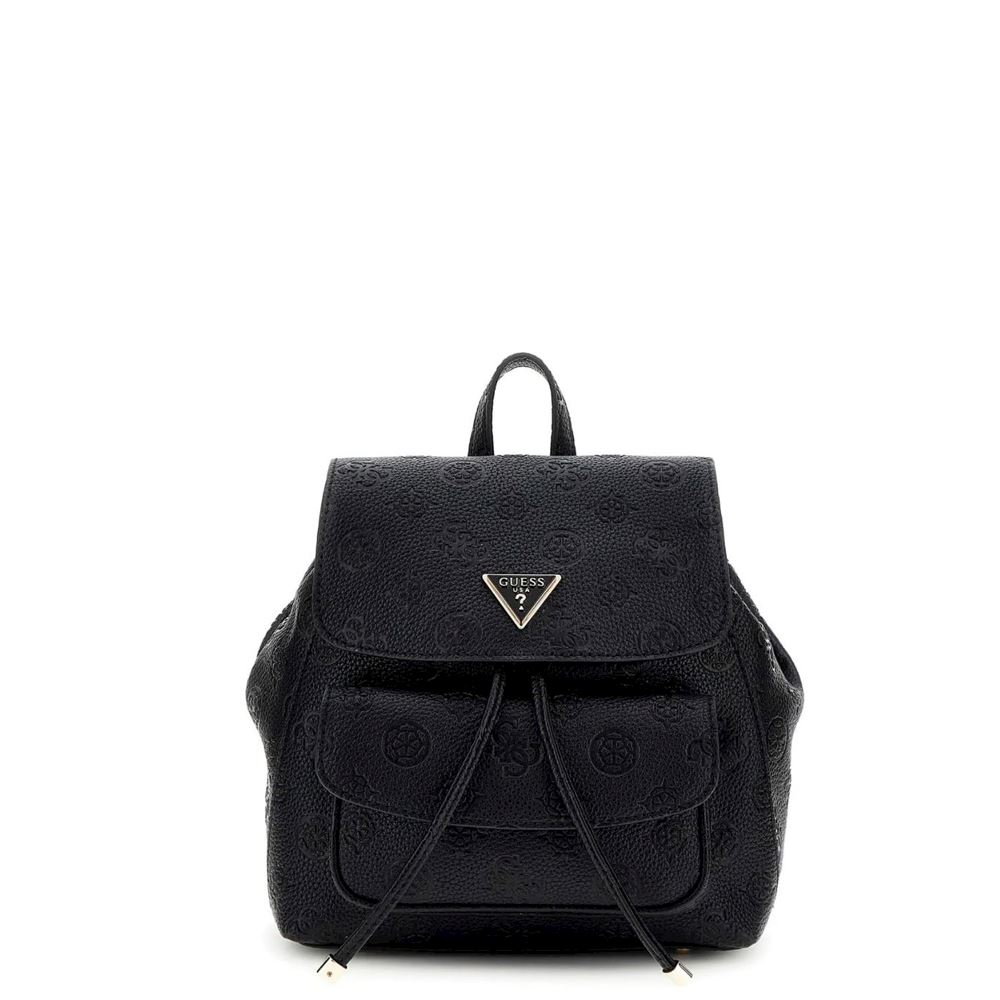 GUESS ZAINO HWPG93 49310 CRESIDIA SMALL FLAP BACKPACK BLACK DONNA 