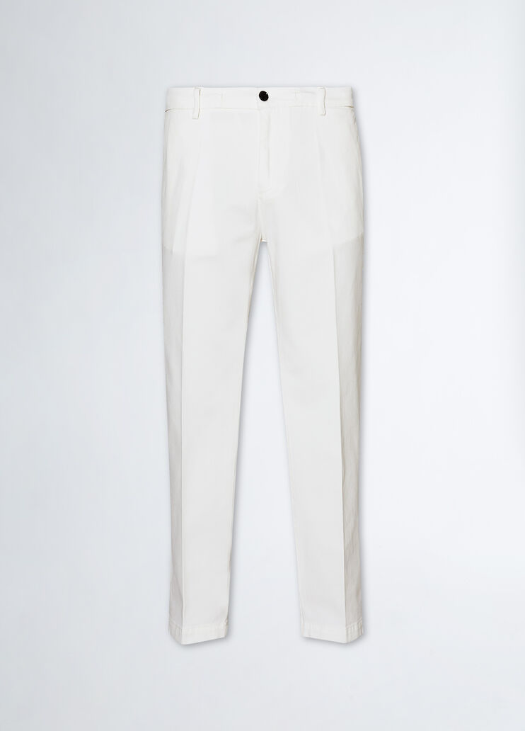 LIU-JO PANTALONI CHINO SLIM ML122B301 LUCAS DIAG 206 WHITE 